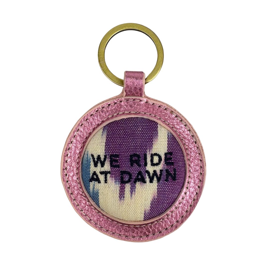 We Ride at Dawn - Pink metallic leather Ikat Keyring