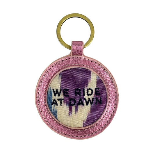 We Ride at Dawn - Pink metallic leather Ikat Keyring