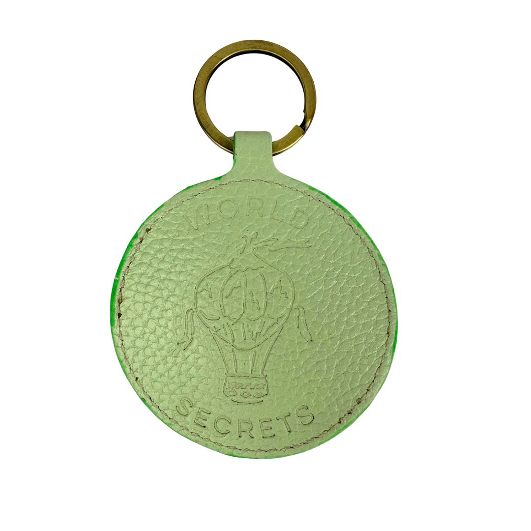 Make Your Own Luck - Green leather Ikat Keyring