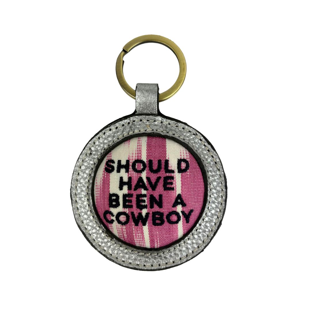 Should Have Been a Cowboy - Silver leather Ikat Keyring