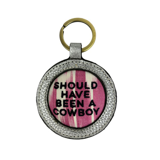 Should Have Been a Cowboy - Silver leather Ikat Keyring