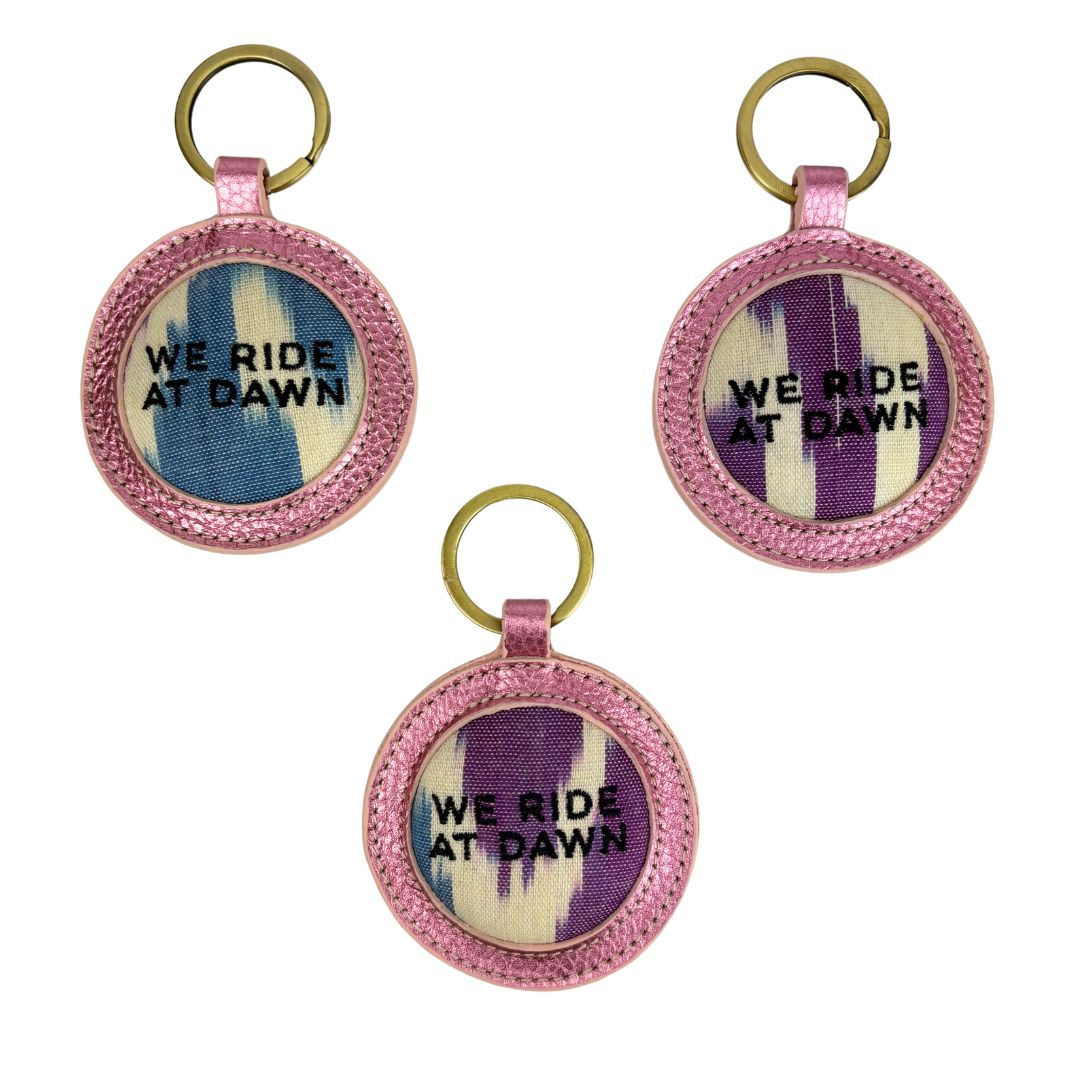 We Ride at Dawn - Pink metallic leather Ikat Keyring