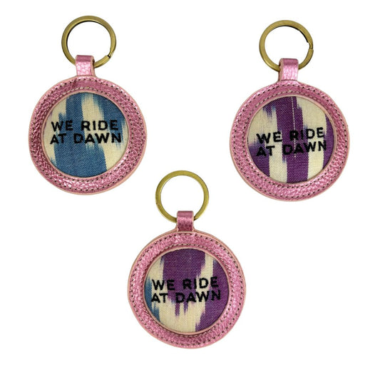 We Ride at Dawn - Pink metallic leather Ikat Keyring
