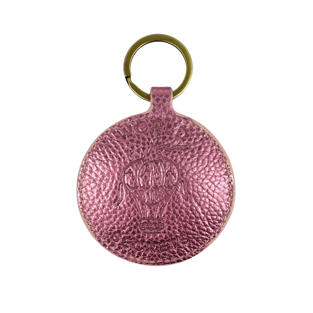 We Ride at Dawn - Pink metallic leather Ikat Keyring