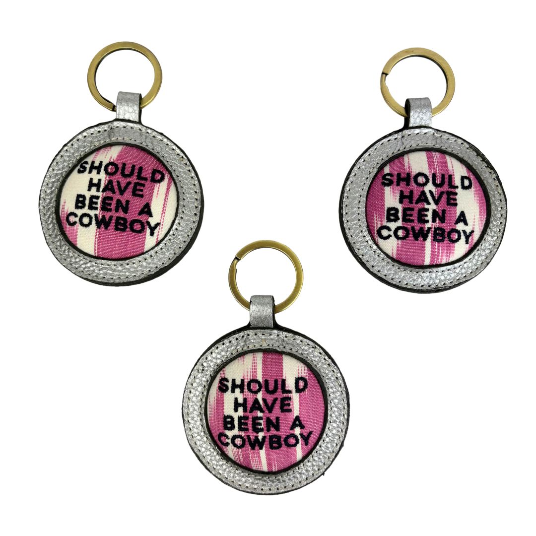Should Have Been a Cowboy - Silver leather Ikat Keyring