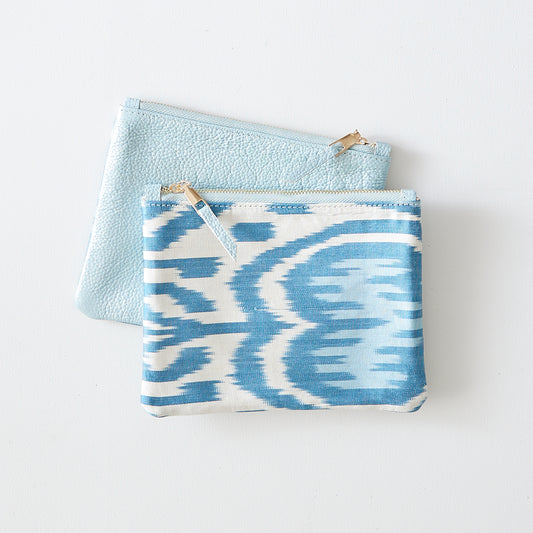 Blue Tides - Ikat Silk Clutch