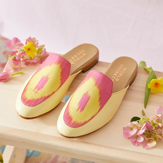 Pink Daisies - Ikat Mules - UK 5