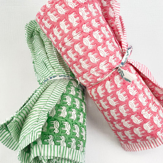 Baby Quilt - Green Nelly Stripe