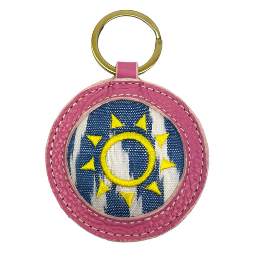 Sunshine - Pink leather Ikat Keyring