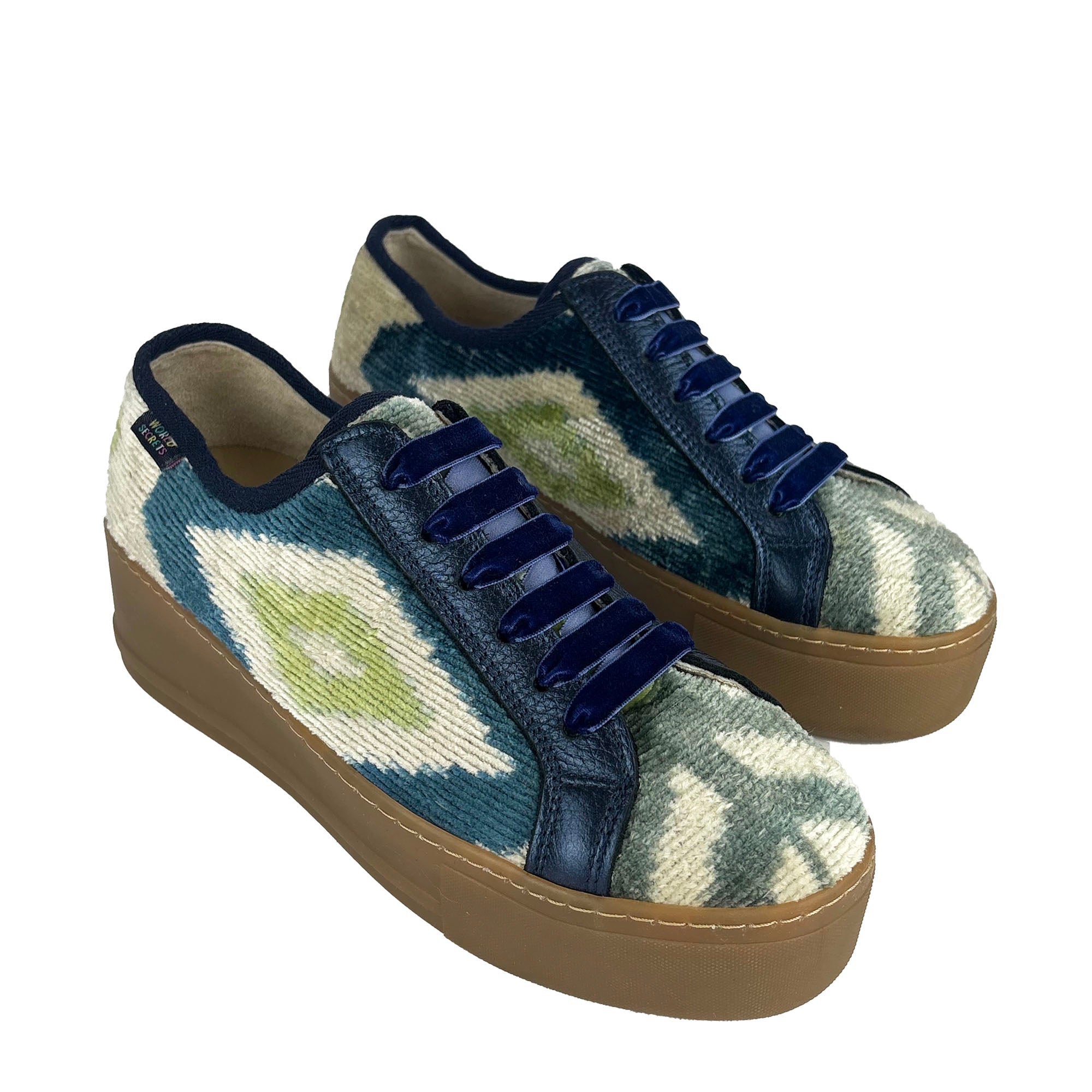Navy Ikat Velvet - 'High Flyer' Sneakers - UK 4