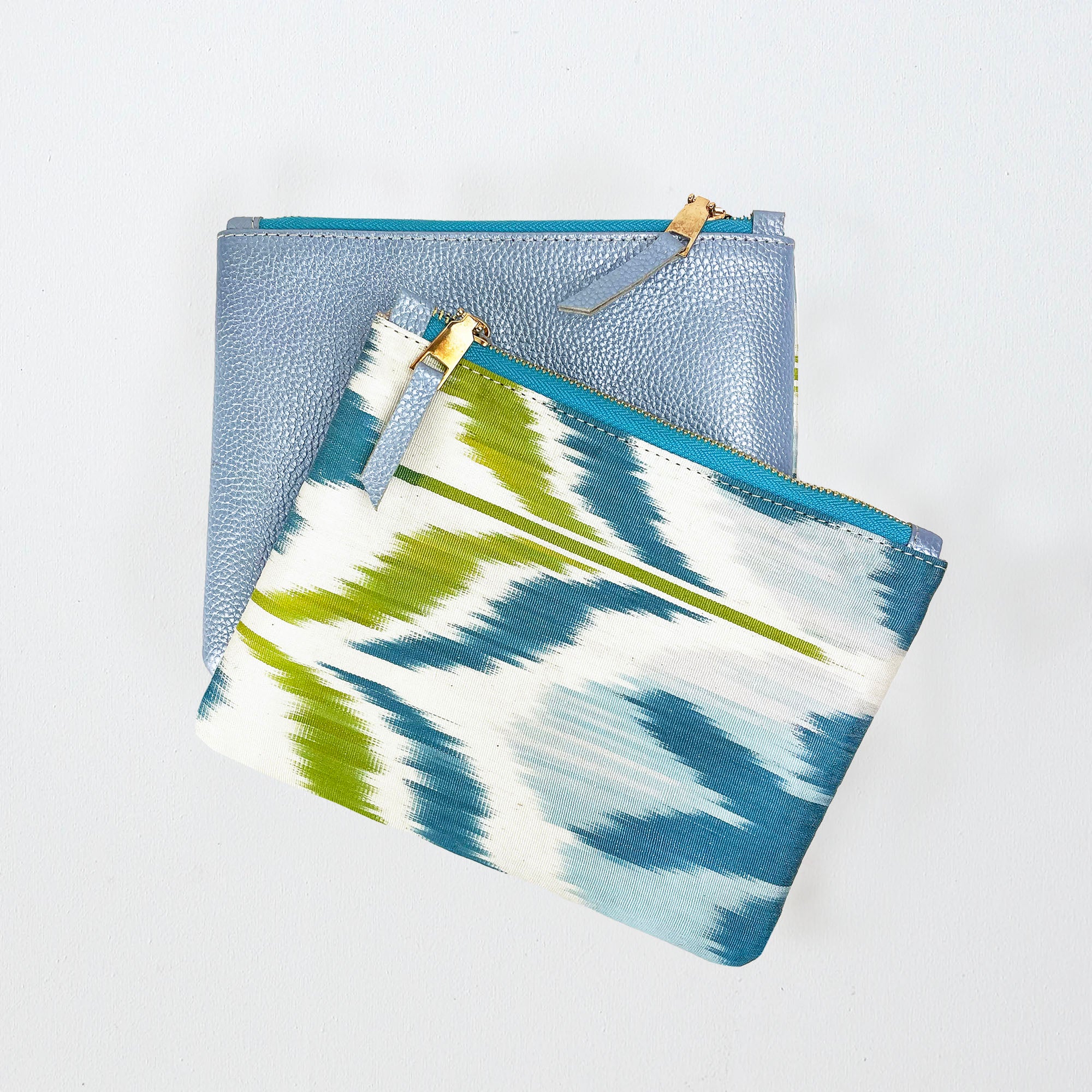 Blue Tulips - Ikat Silk Clutch