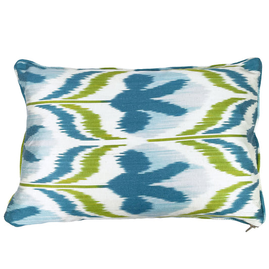 Blue Tulip - Mini Ikat Silk Cushion