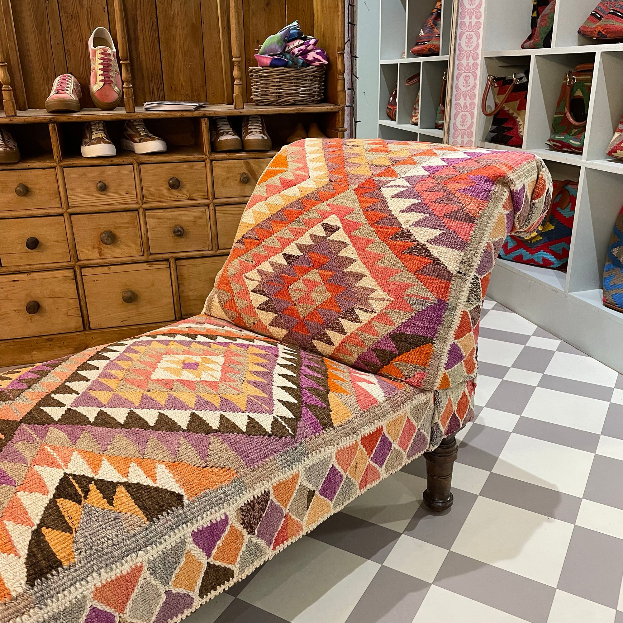 Antique Kilim Chaise Longue