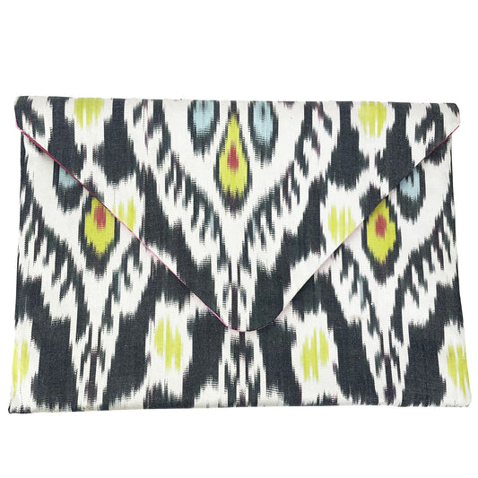 Feather- Ikat Envelope Clutch Bag