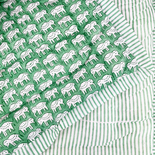 Baby Quilt - Green Nelly Stripe