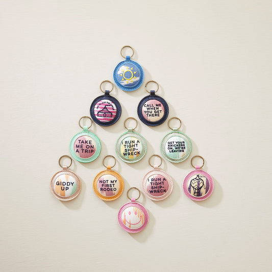 Sunshine - Pink leather Ikat Keyring