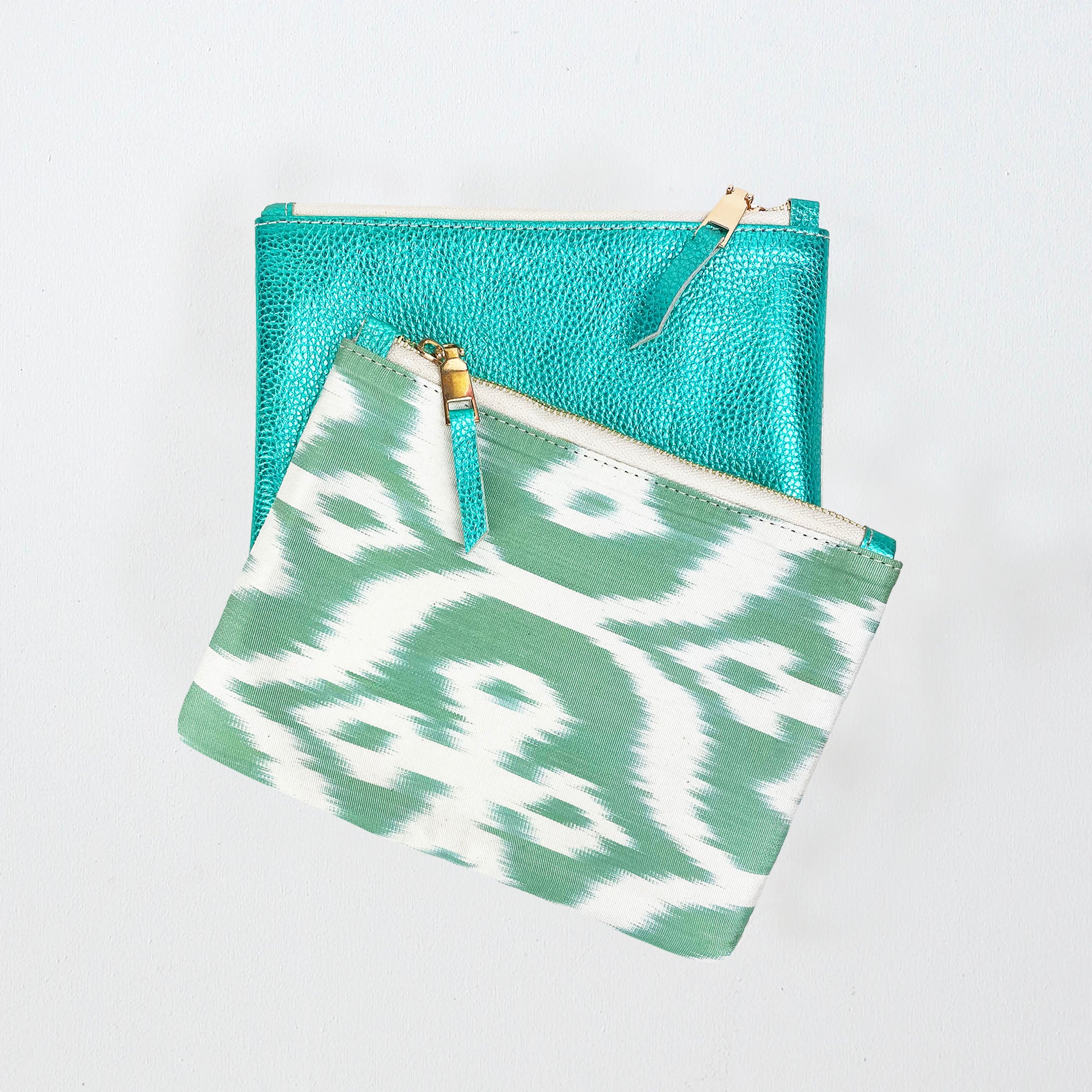 Mint - Ikat Silk Clutch