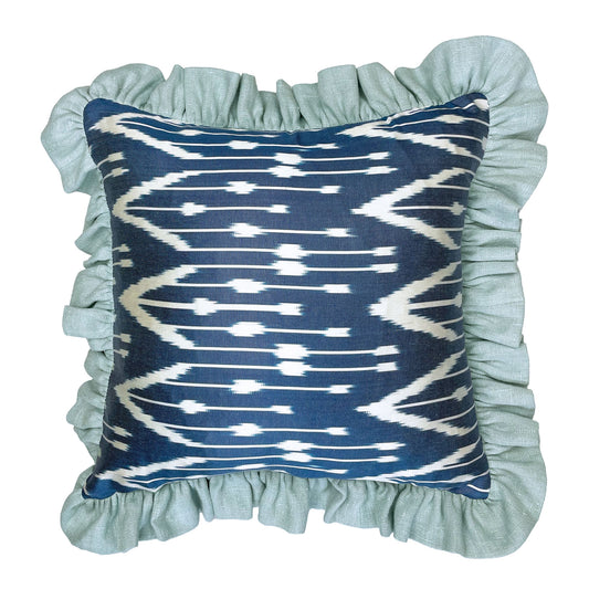 Midnight Sky - Small Ikat Ruffle Cushion