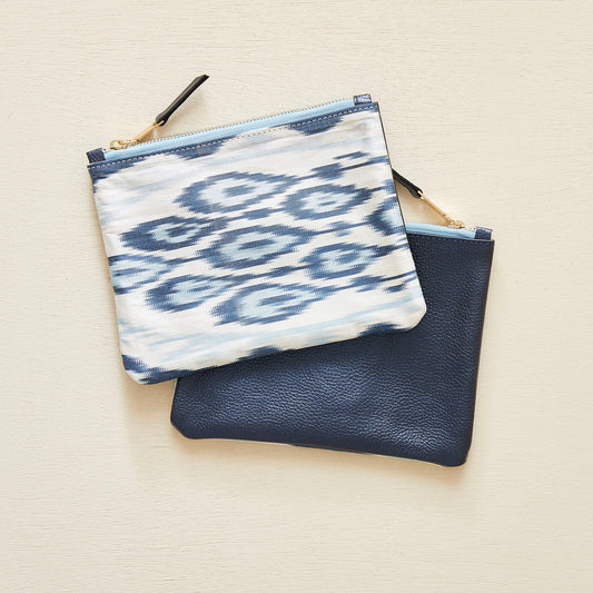 Navy - Ikat Silk Clutch