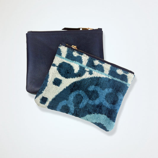 Blueberry - Ikat Velvet Silk Clutch