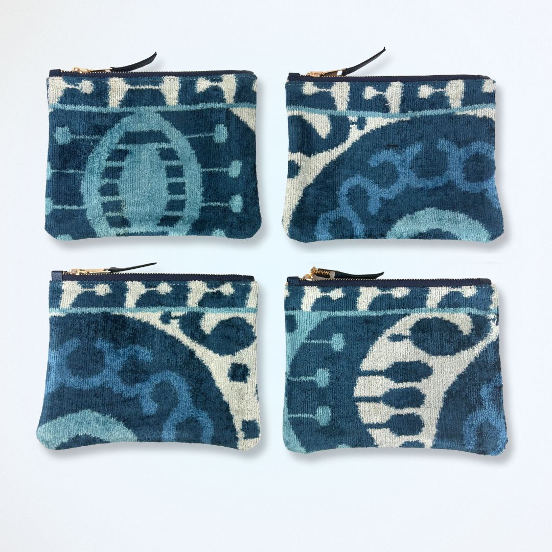 Blueberry - Ikat Velvet Silk Clutch