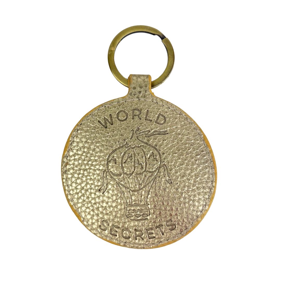 Make Hay Whilst The Sun Shines - Gold leather Ikat Keyring