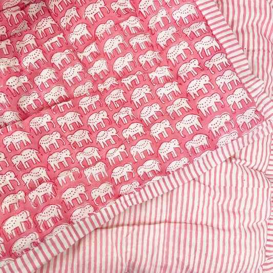 Baby Quilt - Pink Nelly Stripe