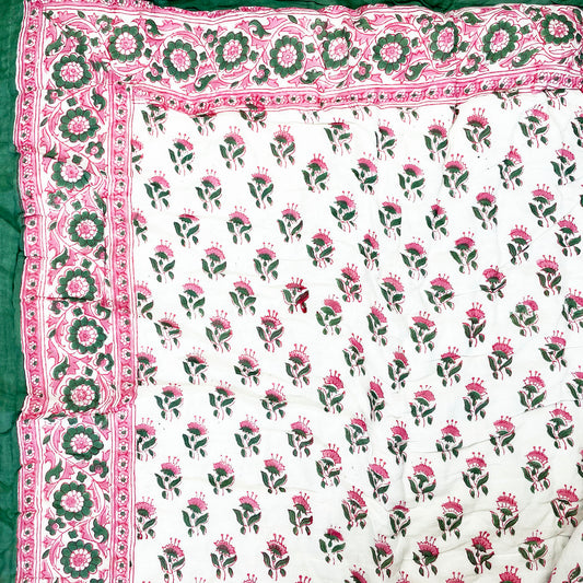 Kingsize Quilt - Pink & Green Ditsy