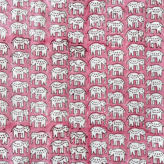 Pink Nelly Block-print Cotton Canvas - 155cm x 200cm