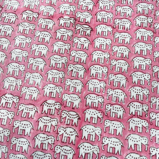 Pink Nelly Block-print Cotton Canvas - 155cm x 200cm