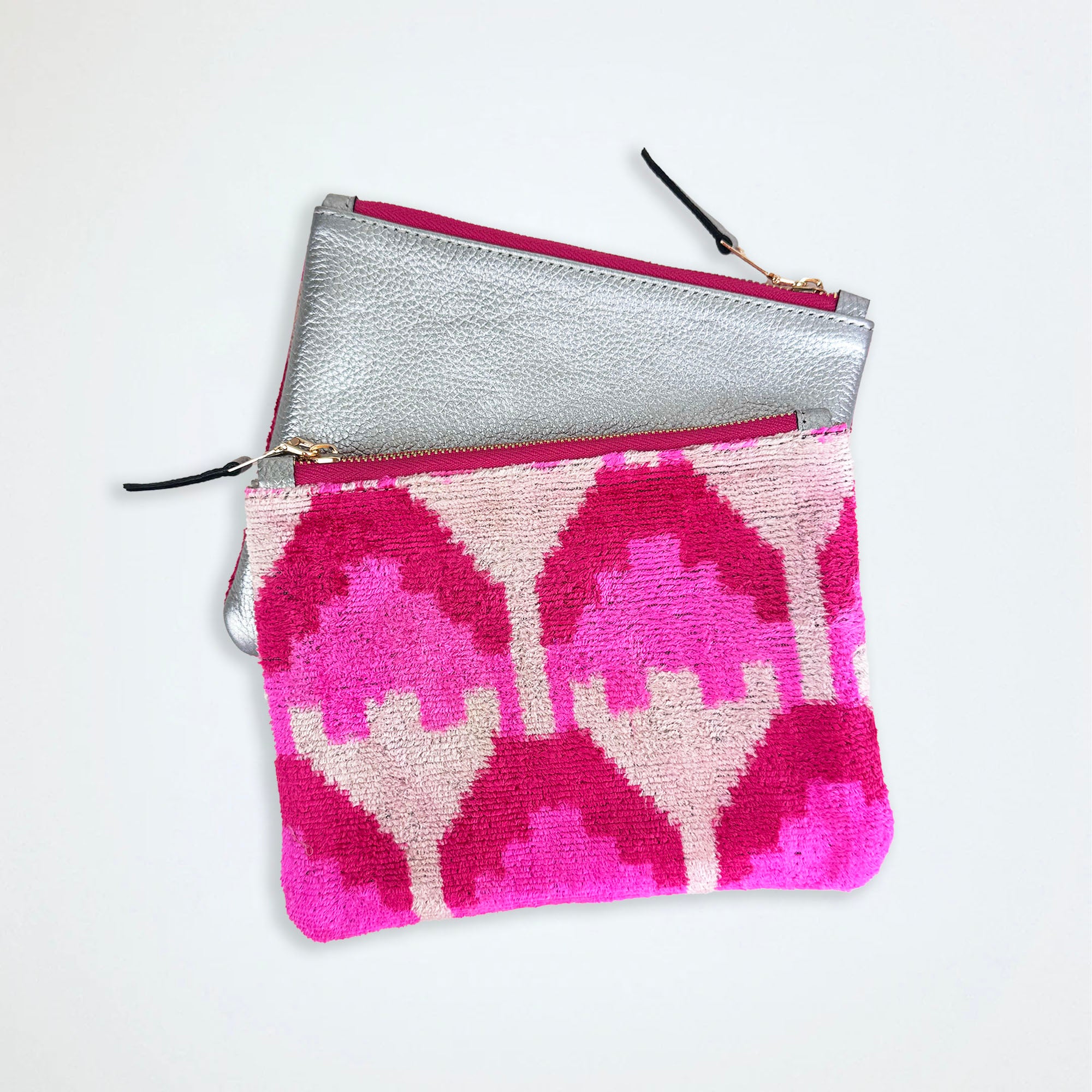 Dragonfruit - Ikat Velvet Silk Clutch
