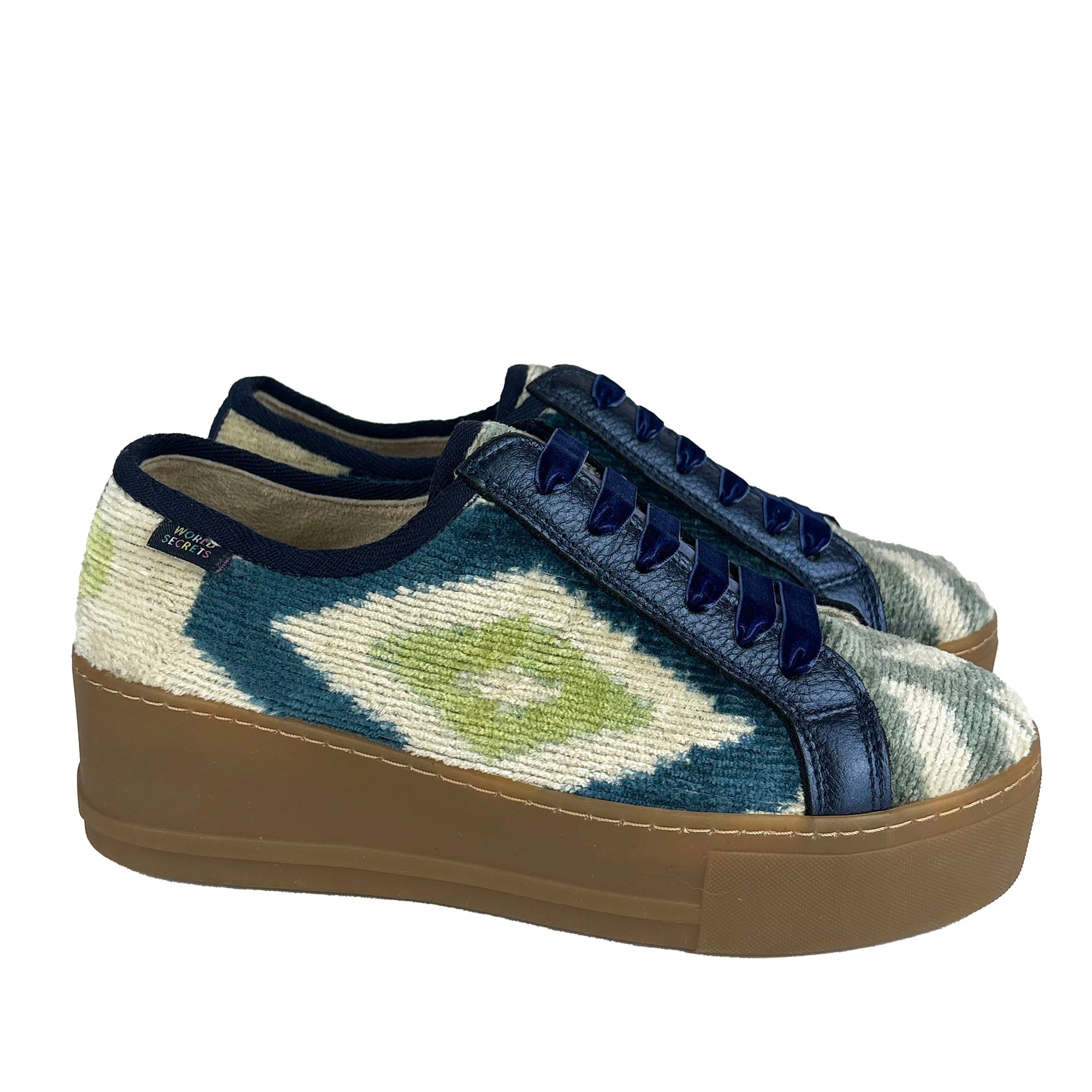 Navy Ikat Velvet - 'High Flyer' Sneakers - UK 4