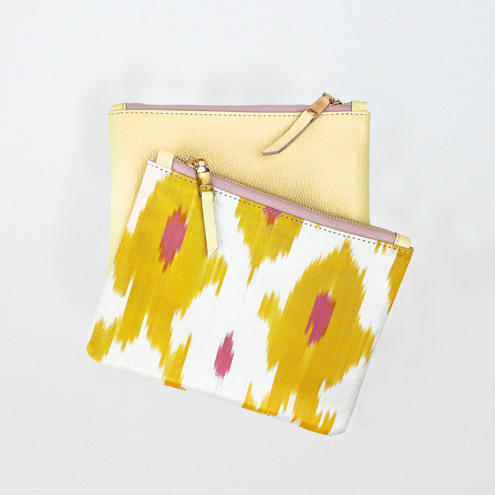 Pink & Yellow - Ikat Silk Clutch