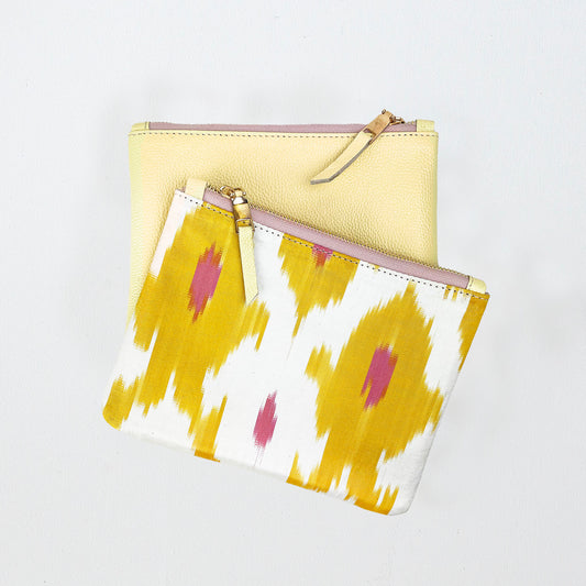Pink & Yellow - Ikat Silk Clutch