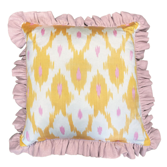 Sunshine - Large Ikat Ruffle Cushion
