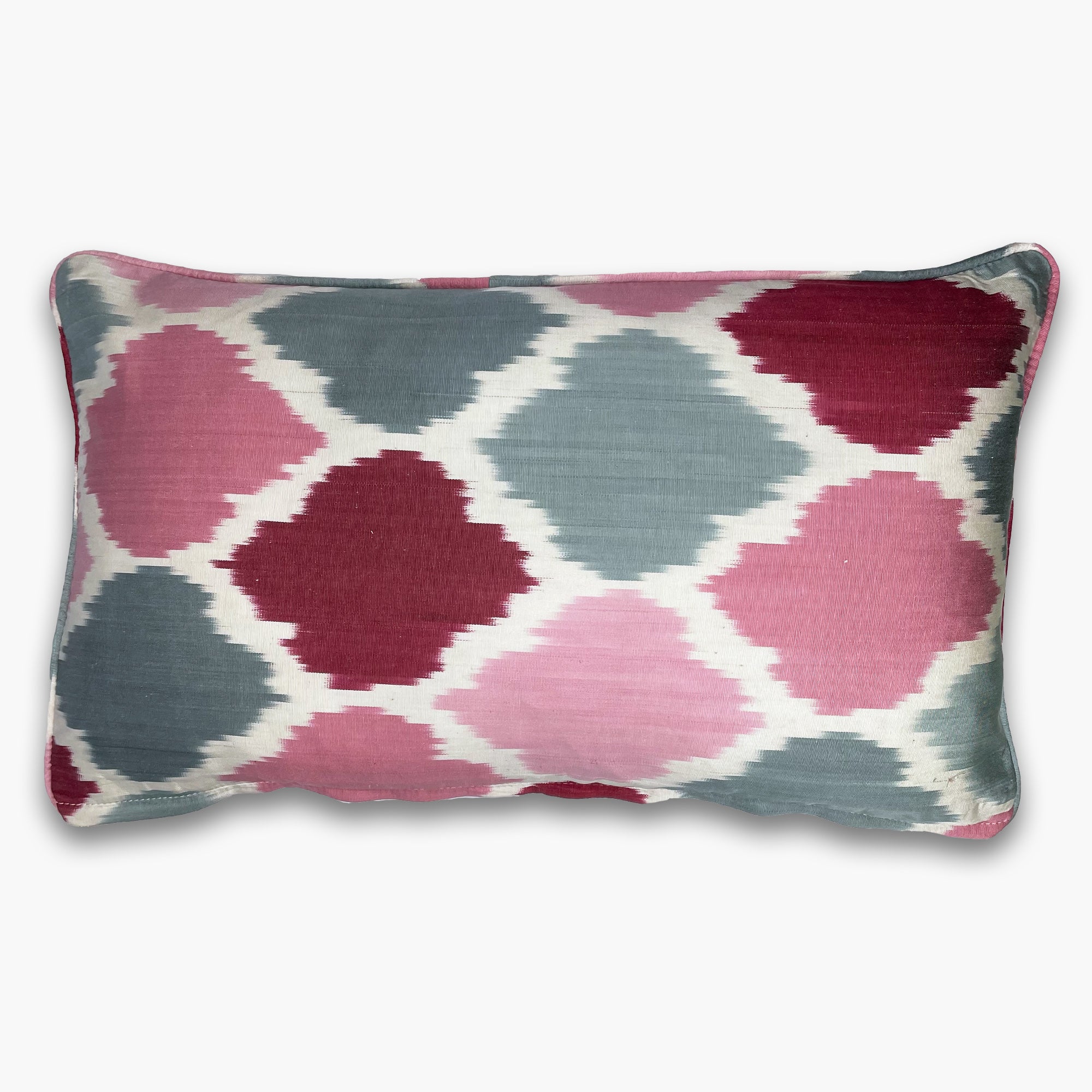 Pink & Grey - Ikat Silk Cushion