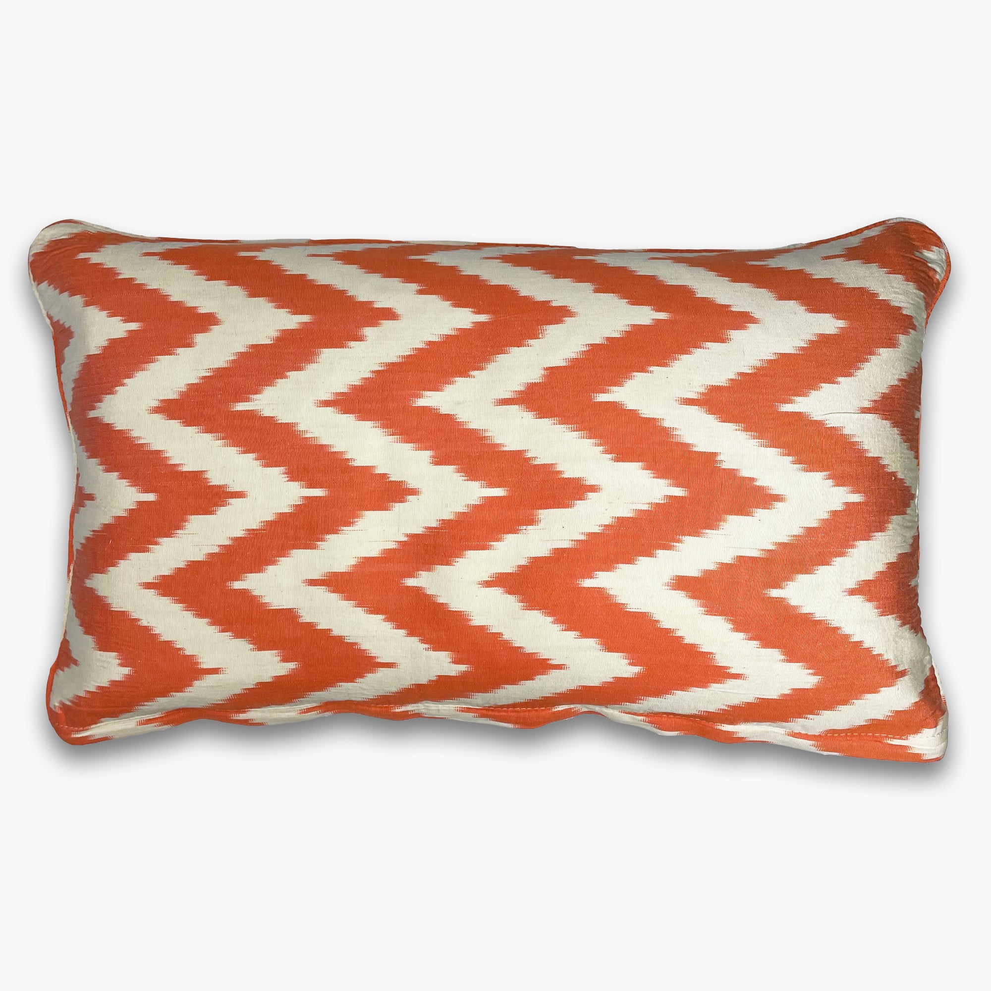 Orange Zigzag - Ikat Silk Cushion
