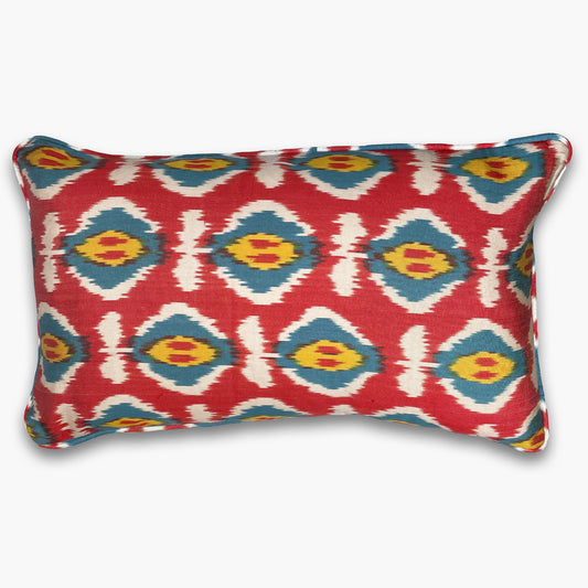 Red & Blue - Ikat Silk Cushion