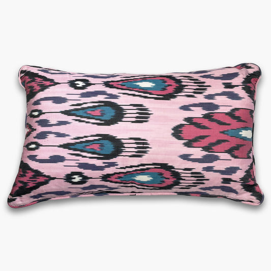 Pink Plover - Ikat Silk Cushion