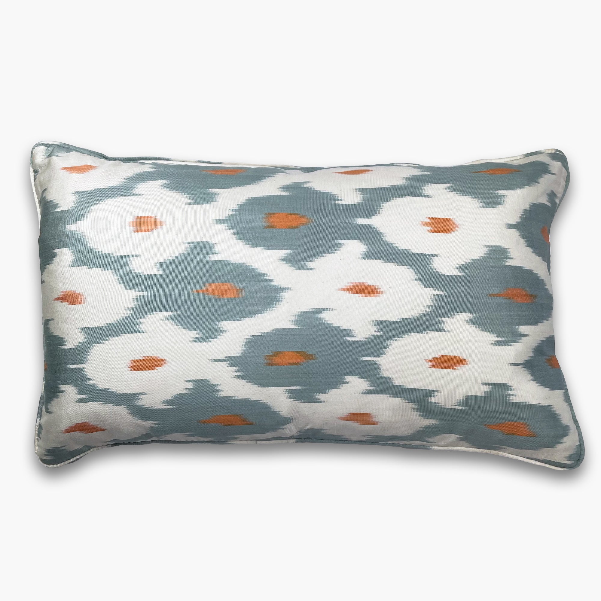 Grey & Orange - Ikat Silk Cushion