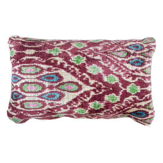 Avocado - Ikat Velvet Cushion