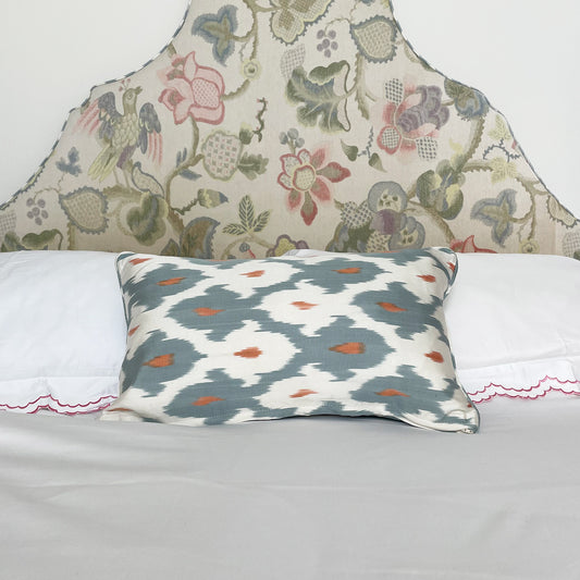 Grey & Orange - Ikat Silk Cushion