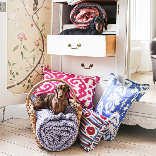 Blue Tulip - Mini Ikat Silk Cushion