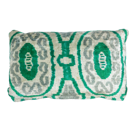 Mint - Ikat Velvet Cushion