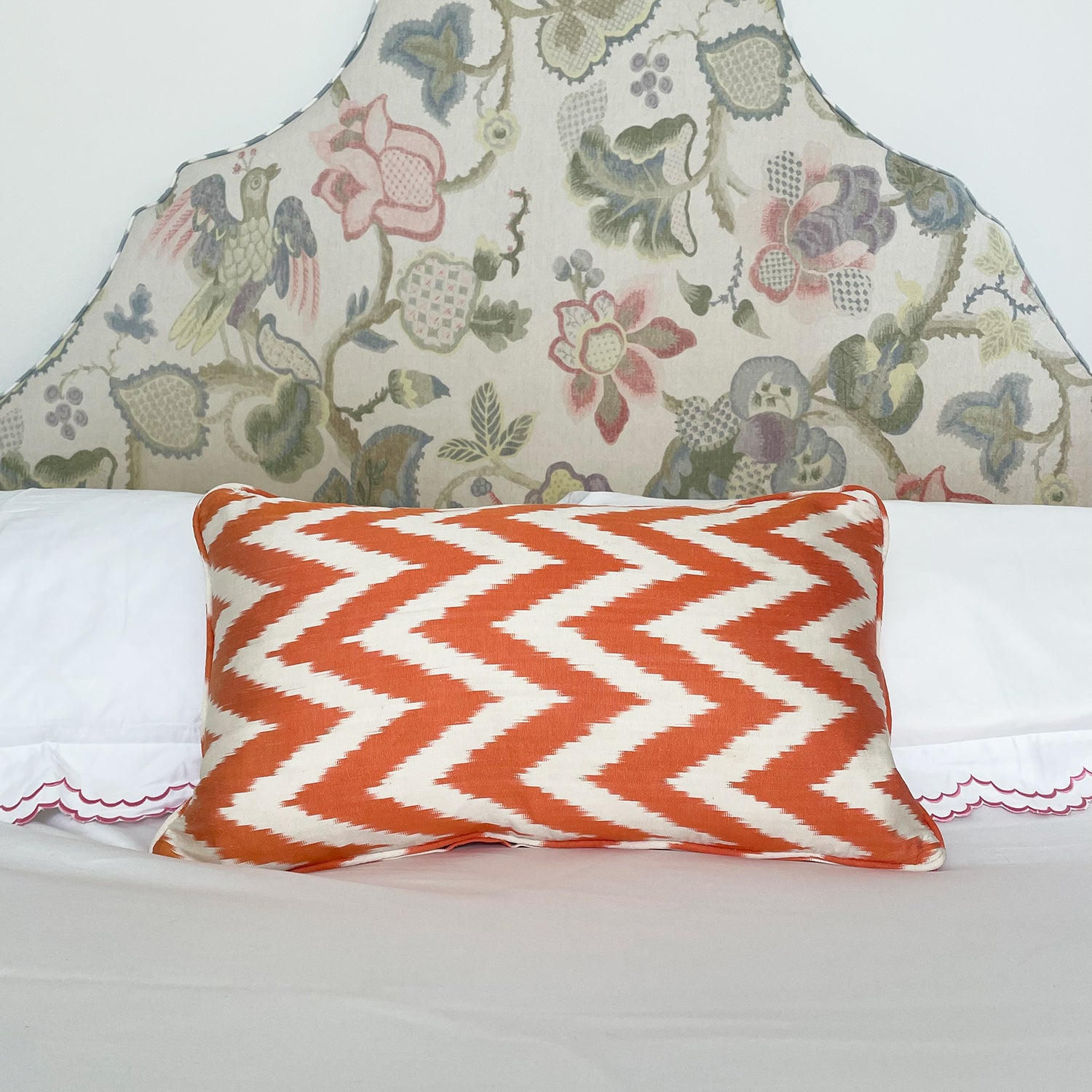 Orange Zigzag - Ikat Silk Cushion
