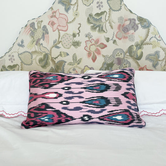 Pink Plover - Ikat Silk Cushion