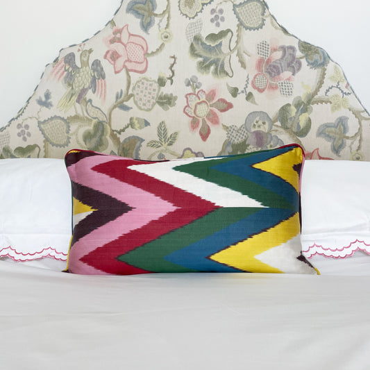 Rainbow ZigZag- Ikat Silk Cushion