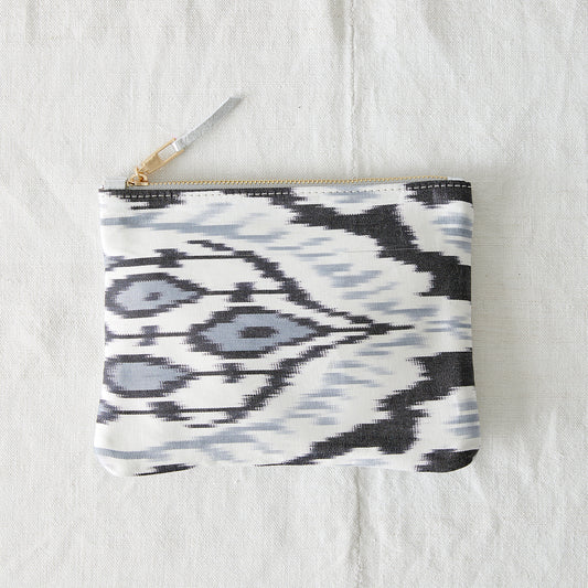 Silver - Ikat Silk Clutch