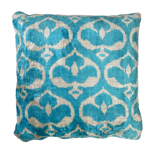 Sky - Ikat Velvet Cushion