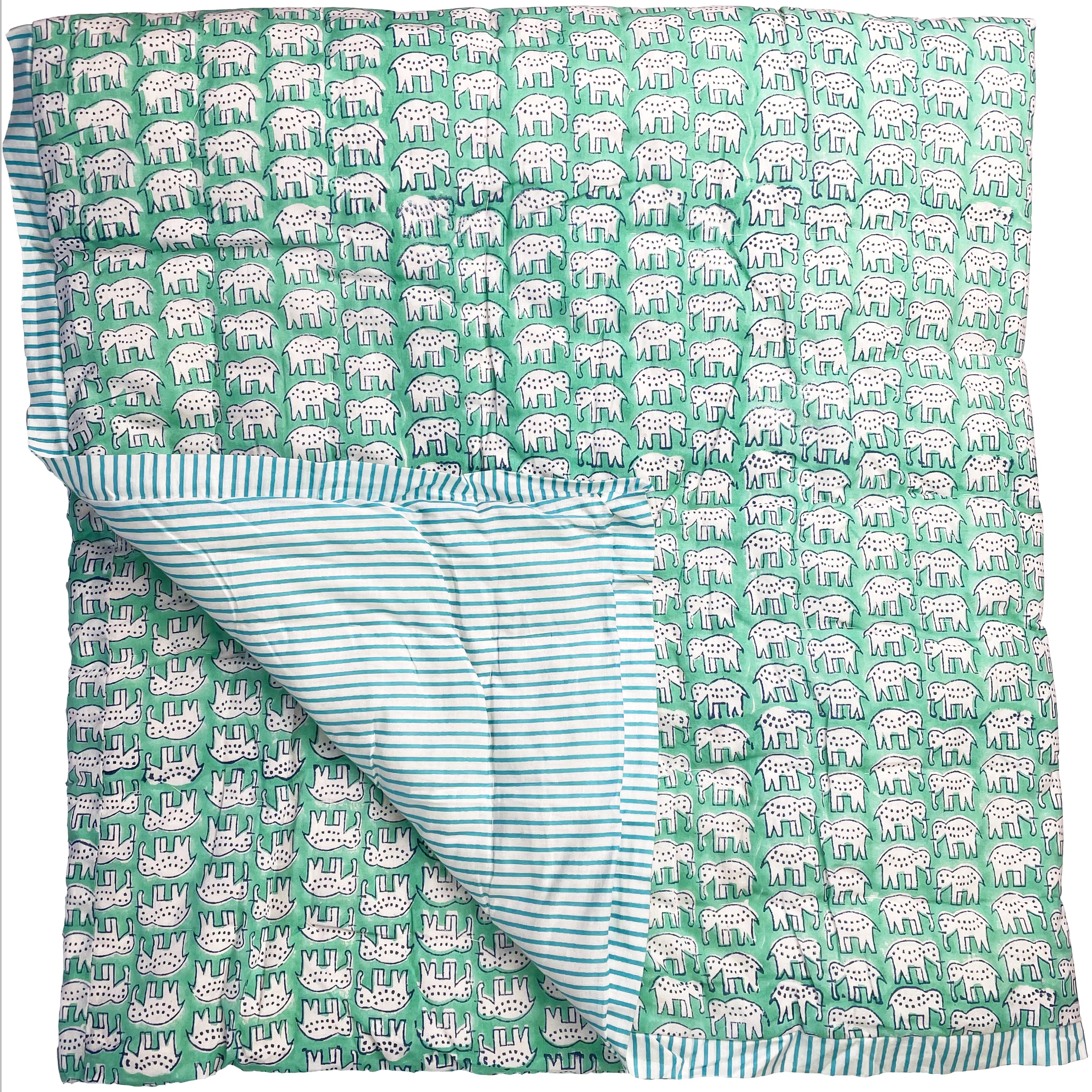 Single Quilt - Turquoise Nelly Stripe